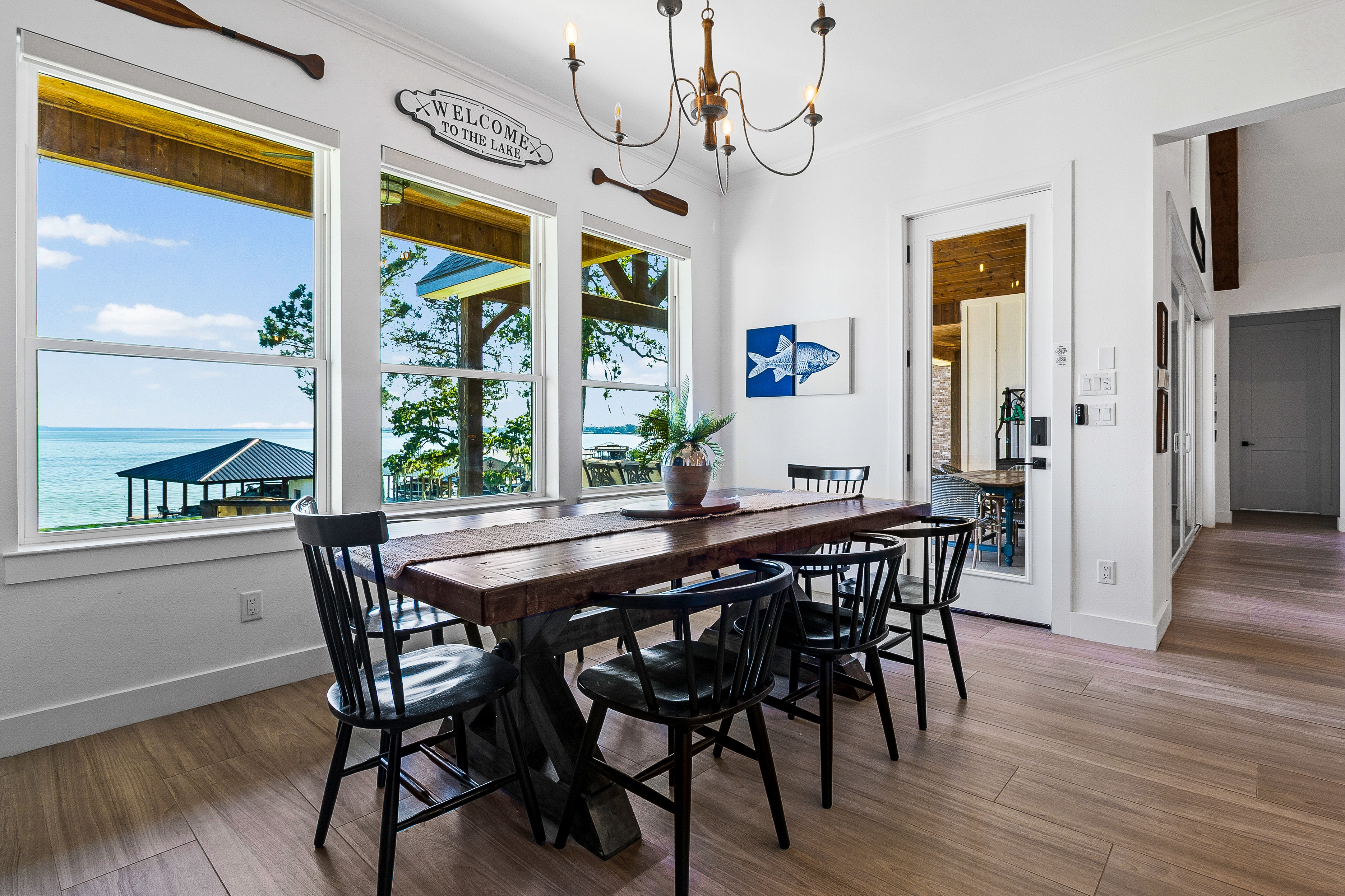Dining room with water views
